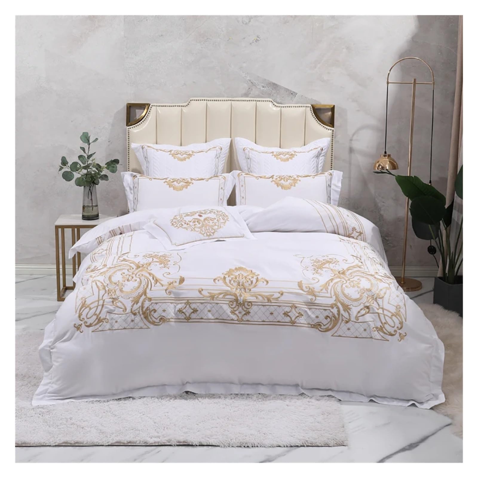 Amazon.com: Luxury White European Palace Style Gold Embroidery