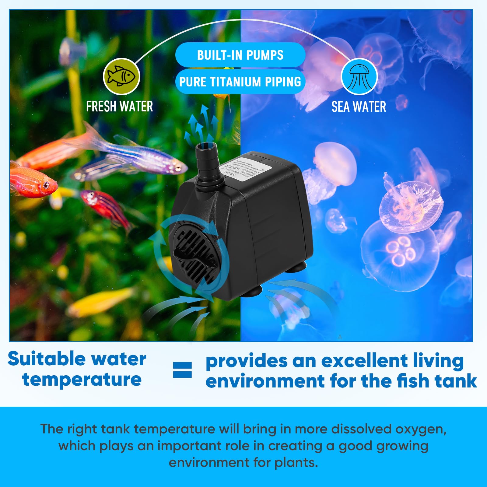 Enfriador Acuario Enfriador de Agua para Acuario 160L Sistema de refrigeración para peceras,para hidroponía,Vida acuática y peceras