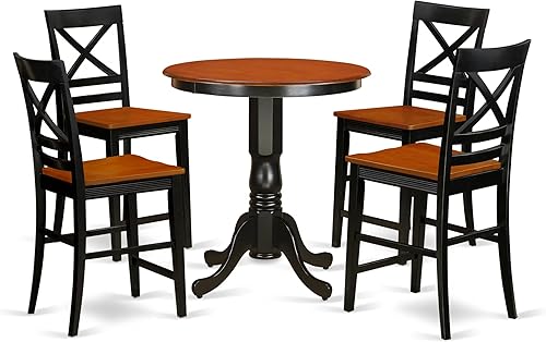 Miniatura 12 de East West Furniture EDQU3-MAH-W - Juego de comedor de 3 piezas de altura de mostrador para espacios pequeños, contiene una mesa de comedor redonda