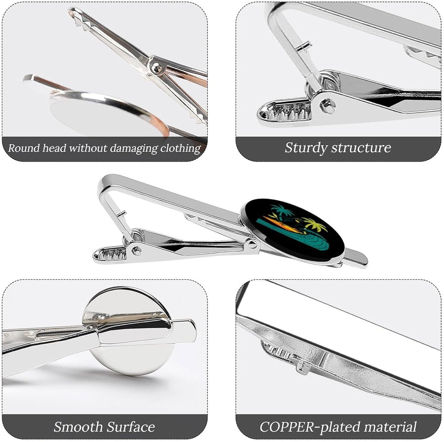 Surf Penguin1 Classic Tie Clips for Men 2 Pack image 3