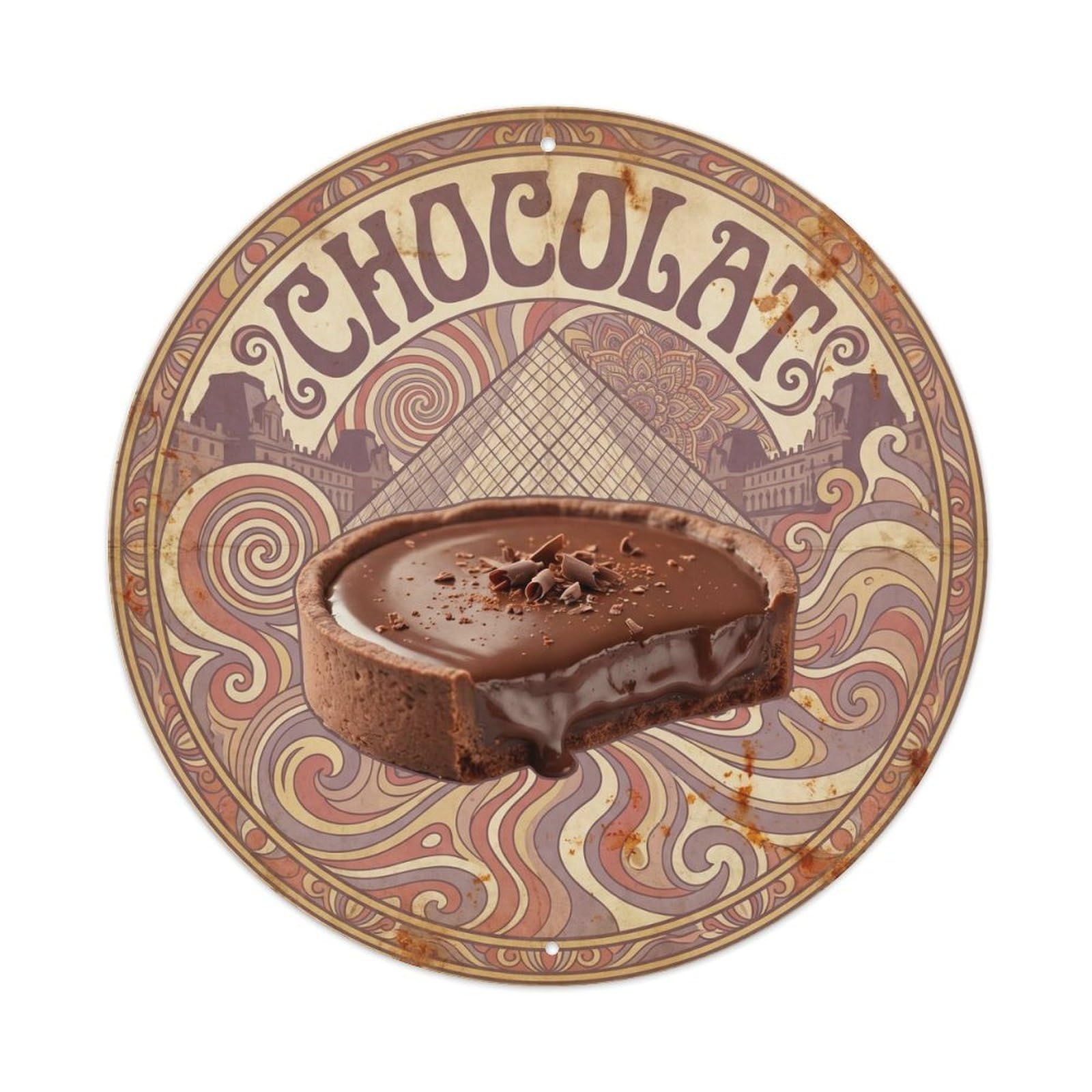 Olyhtr 8X8inch Classic Style Cocoa Dessert European Candy Shop Vintage Psychedelic Metal Tin Sign