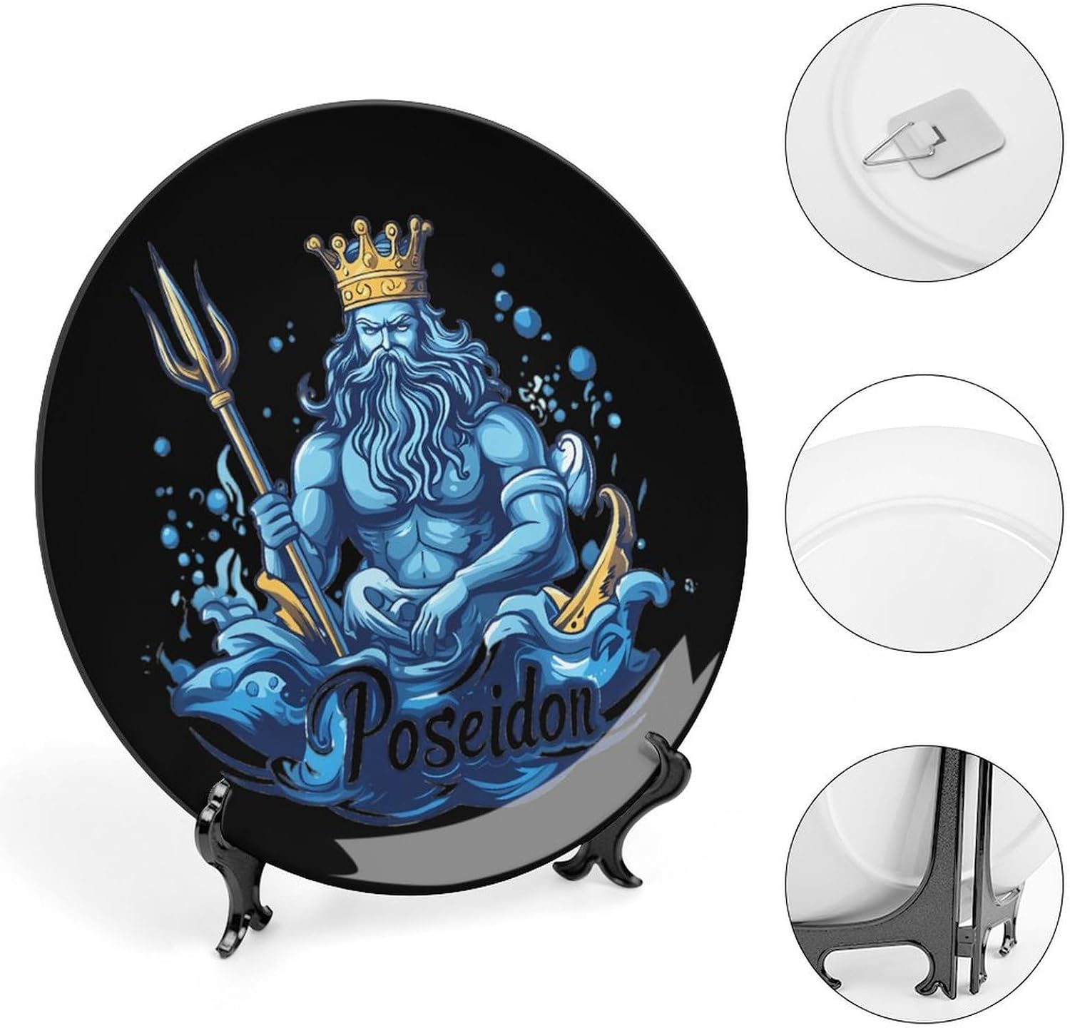 Poseidon-Greek God Bone China Decorative Porcelain Plates Dinnerware Ornaments