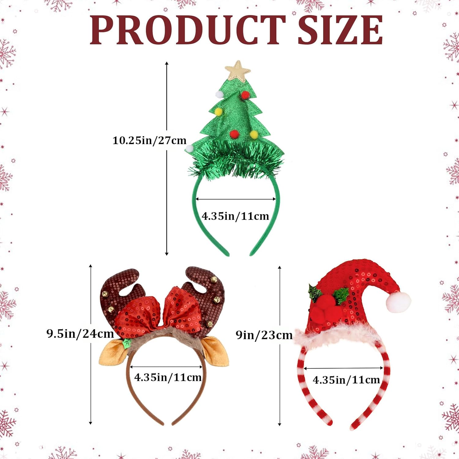 Wecoe 3pcs Christmas Headbands Set - Reindeer Antlers & Festive Hair Accessories for Women & Girls Party Supplies - Image 5