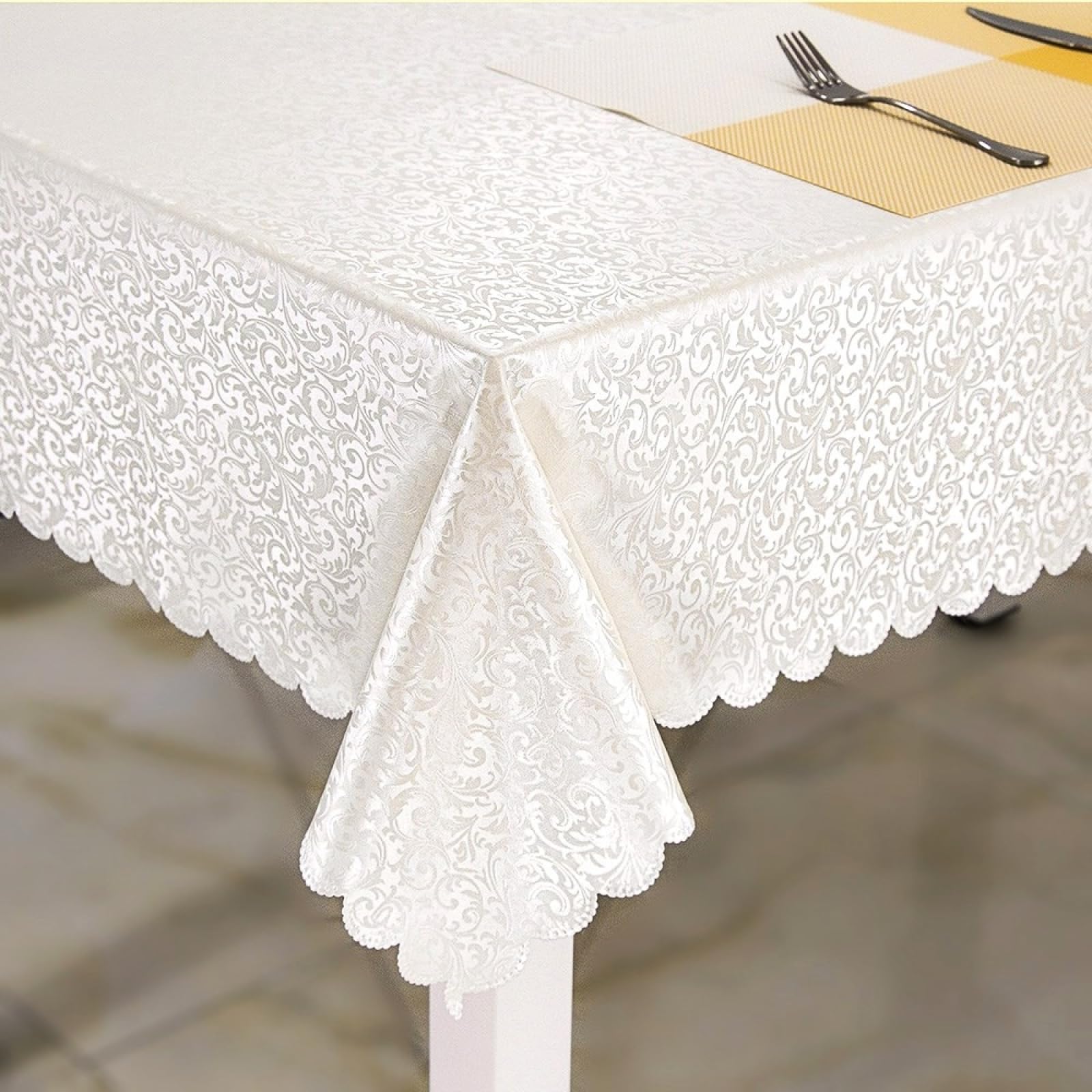 Nappe nordique antitache blanche 90x90cm en tissu épais et lavable l'eau