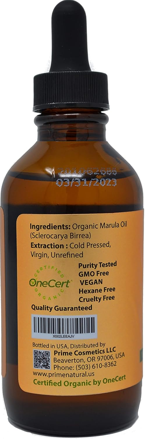 PRIME NATURAL Organic Black Seed Oil [4oz] & Organic Marula Oil [4oz] Bundle - USDA Certified - Cold Pressed, Virgin, Unrefined, Vegan