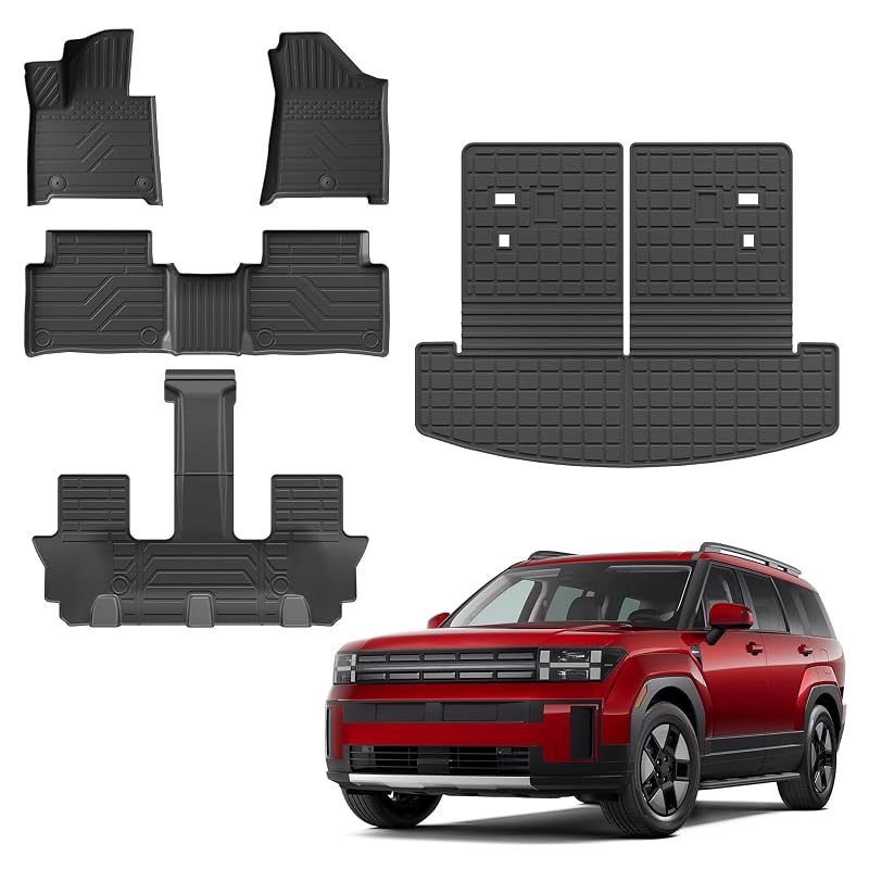 Kit de tapetes automotivos em TPE para Hyundai Santa Fe 2024 a 2026, porta-malas, encostos e piso, gasolina e híbrido