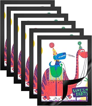 Magnetic Frames 8.5x11, Office Door Signs, Reusable Adhesive Frames, Self-Adhesive Magnetic Photo Frames Kids Artwork display, Clear Document Display for Home, Classroom, Whiteboard 6 PACK, Black