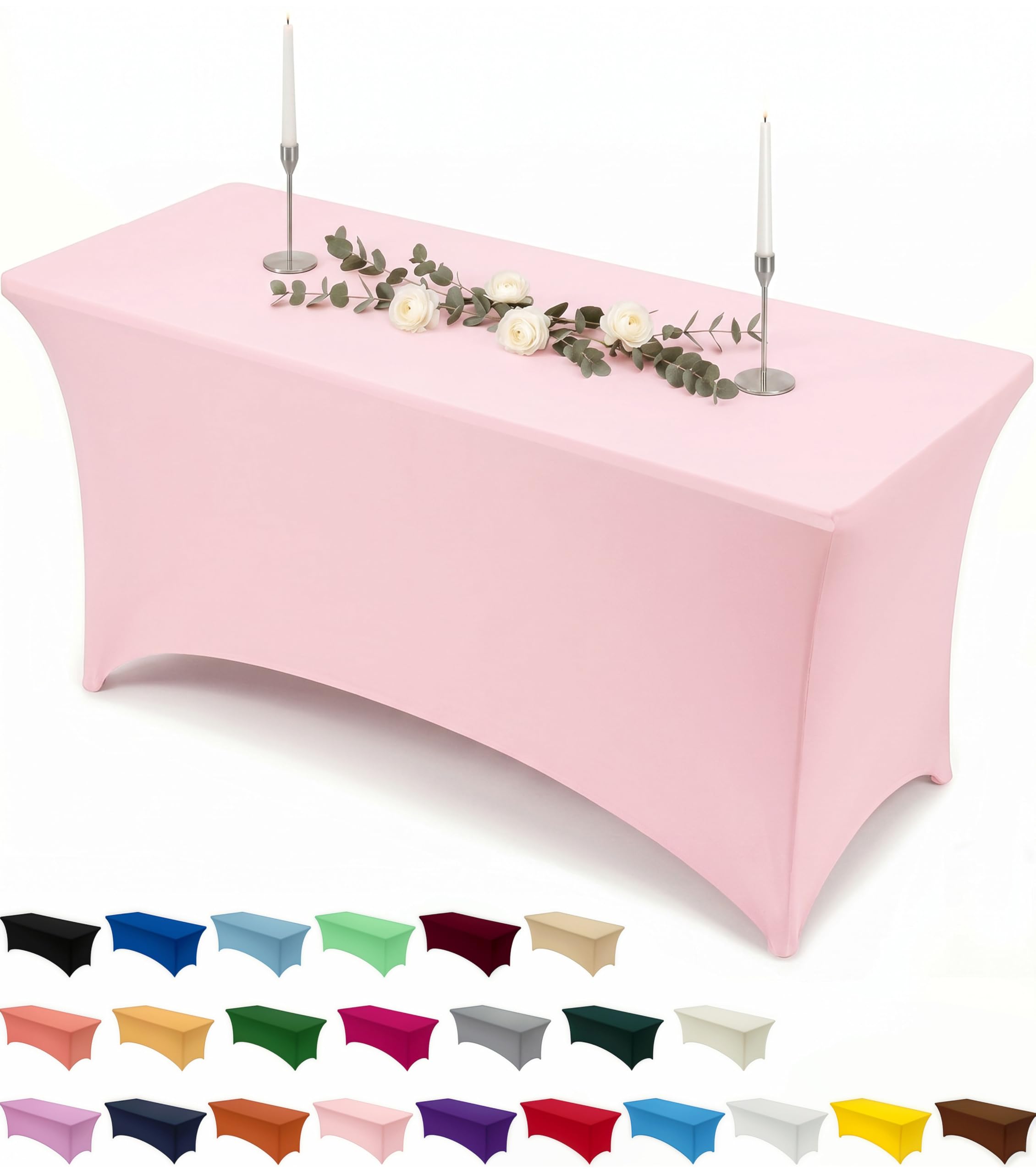 Utopia Kitchen Spandex Table Cloth [6FT, Pink] Tight, Fitted, Washable and Wrinkle Resistant Stretch Rectangular Patio Table Cover for Event, Wedding, Banquet & Parties [183Lx76Wx76H] cm