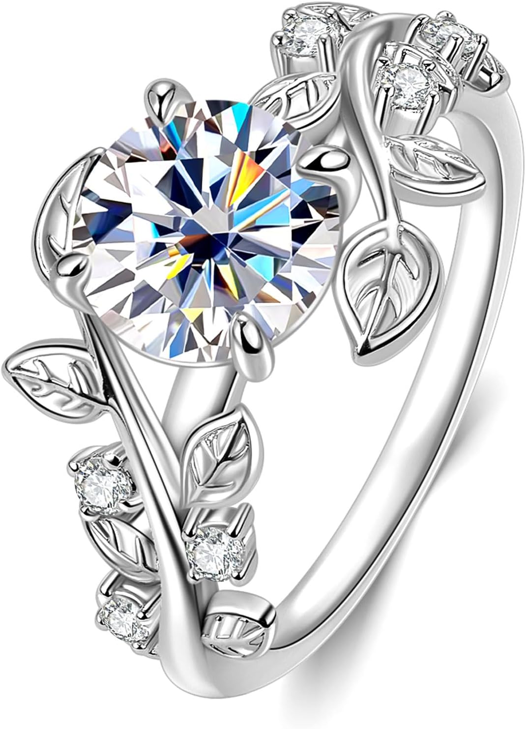 2ct Moissanite Twisting Vine Wedding Ring D Color VVS1 Clarity Moissanite 14K Gold-Plated Twisting Engagement Ring for Women Wife Anniversary Birthday Gifts