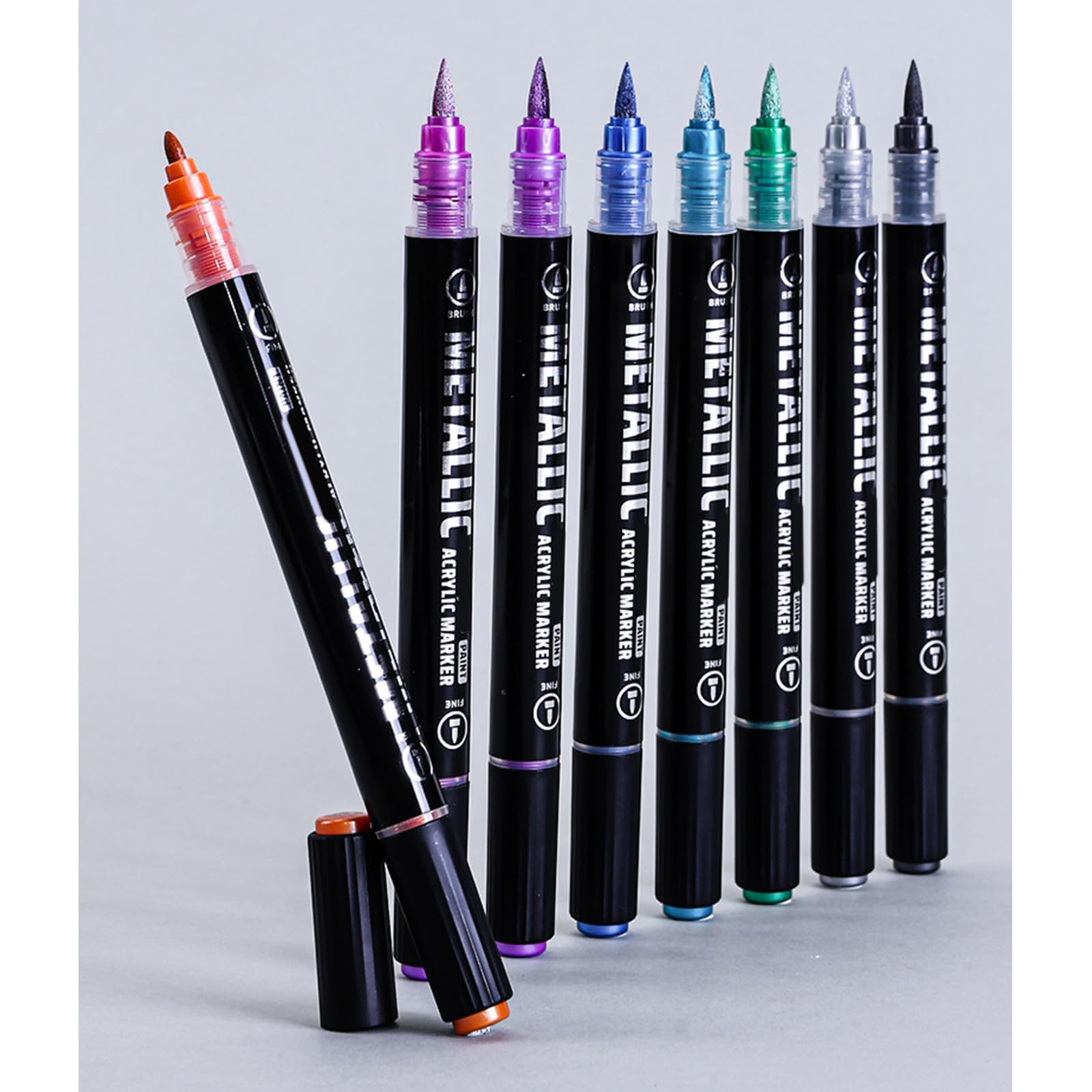 Marqueur de peinture métallique à double pointe - Stylo de peinture acrylique liquide pour dessin sur papier, pierre, roche, toile, bois, verre