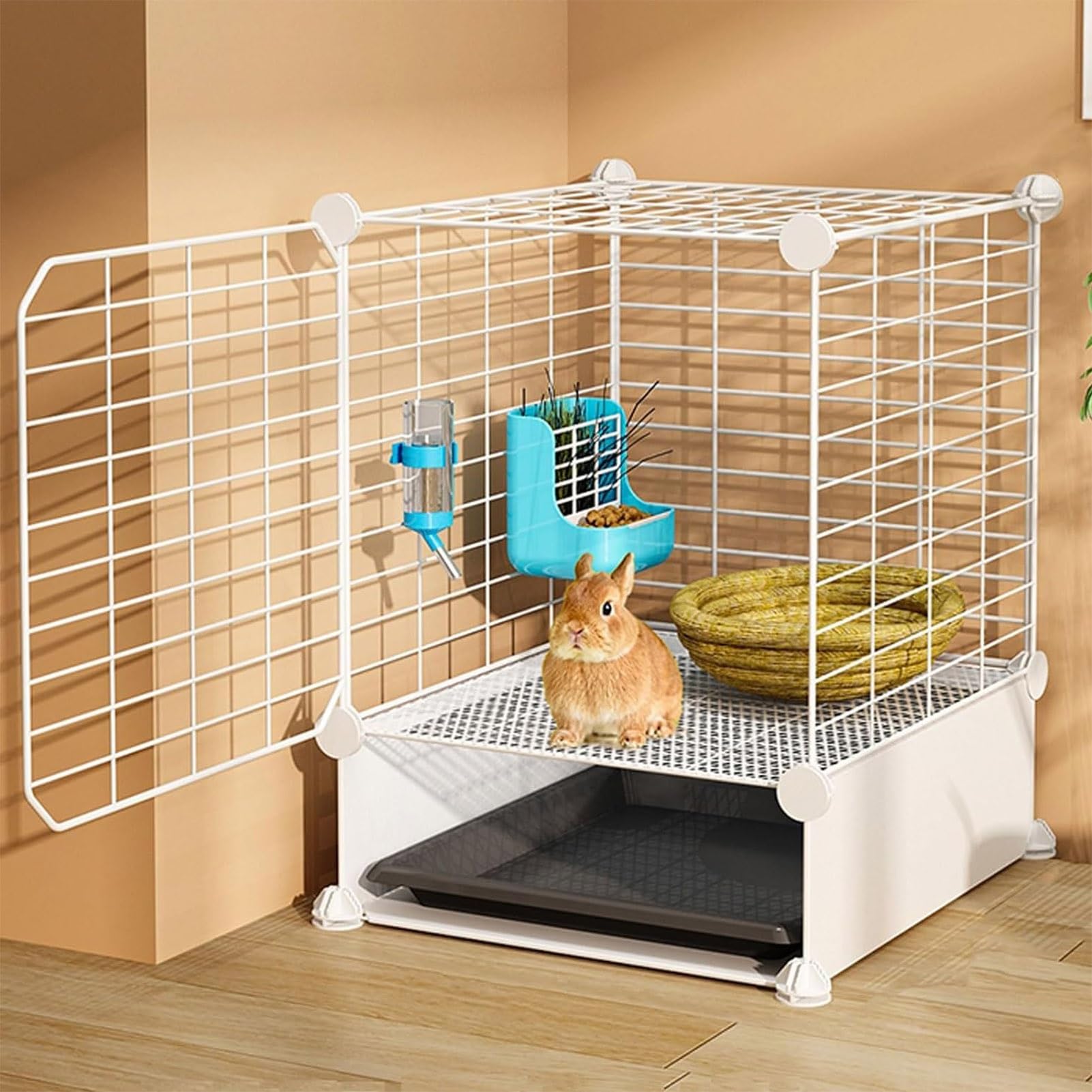 Jaula for conejos de interior, jaula grande for gatos, recintos for gatos de interior, corral for gatos de bricolaje, perrera de metal desmontable for ratas adultas, conejos, hurones, chinchillas y ga