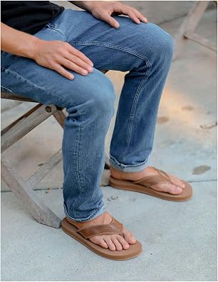 Flojos Cole Genuine Leather Perforated Strap Mens Sandal