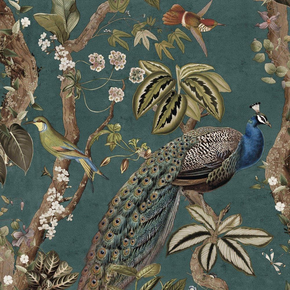 ** SAMPLE Holden Decor Peacock Woods Teal Wallpaper (53x53)