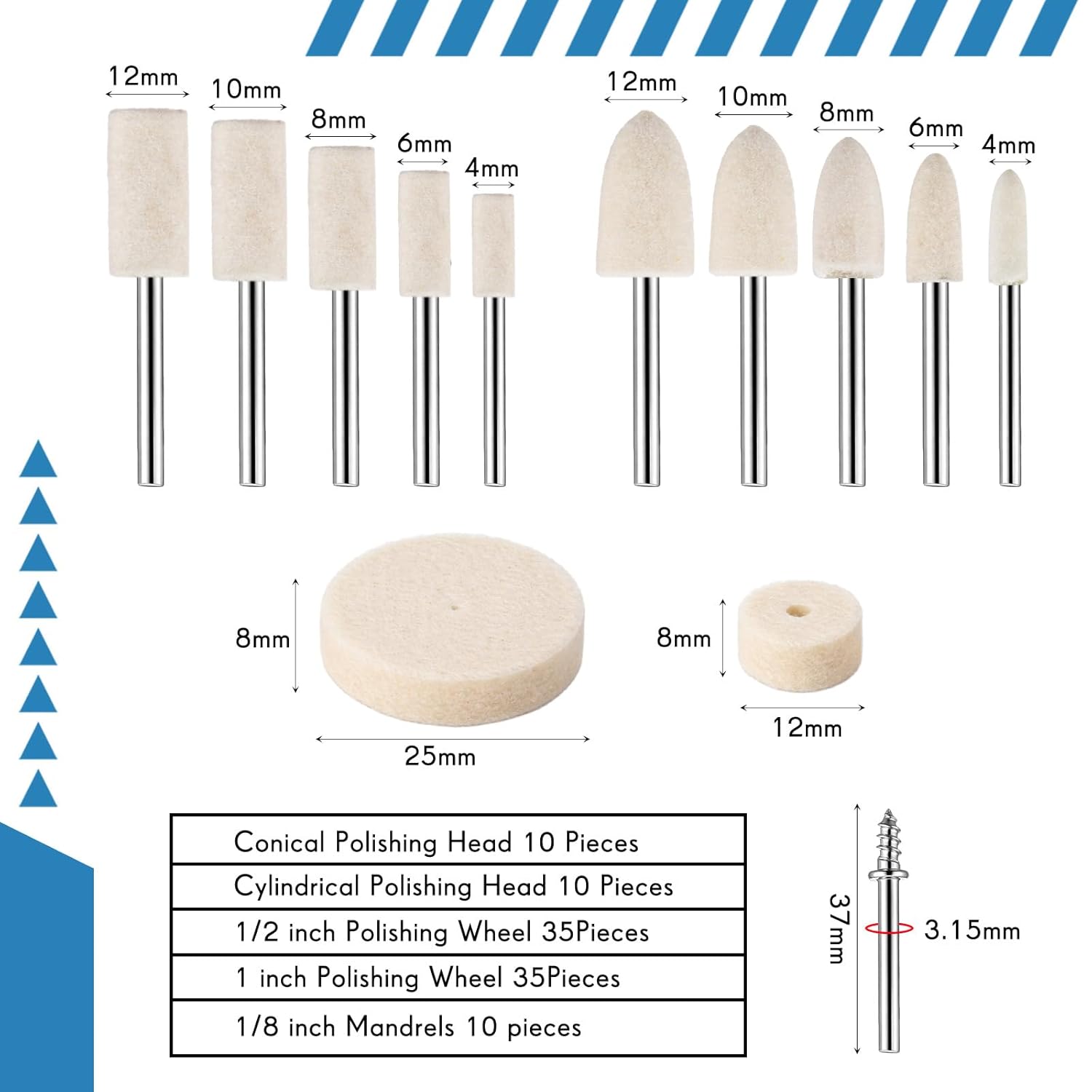 133 Pcs Sanding Drums Polishing Buffing Wheels with 1/8" Shank and Polishing Compounds Set Compatible with Dremel Tool Accessories for Plastic Wood Metal Grinding Jade Polish 180-2000 Grits
