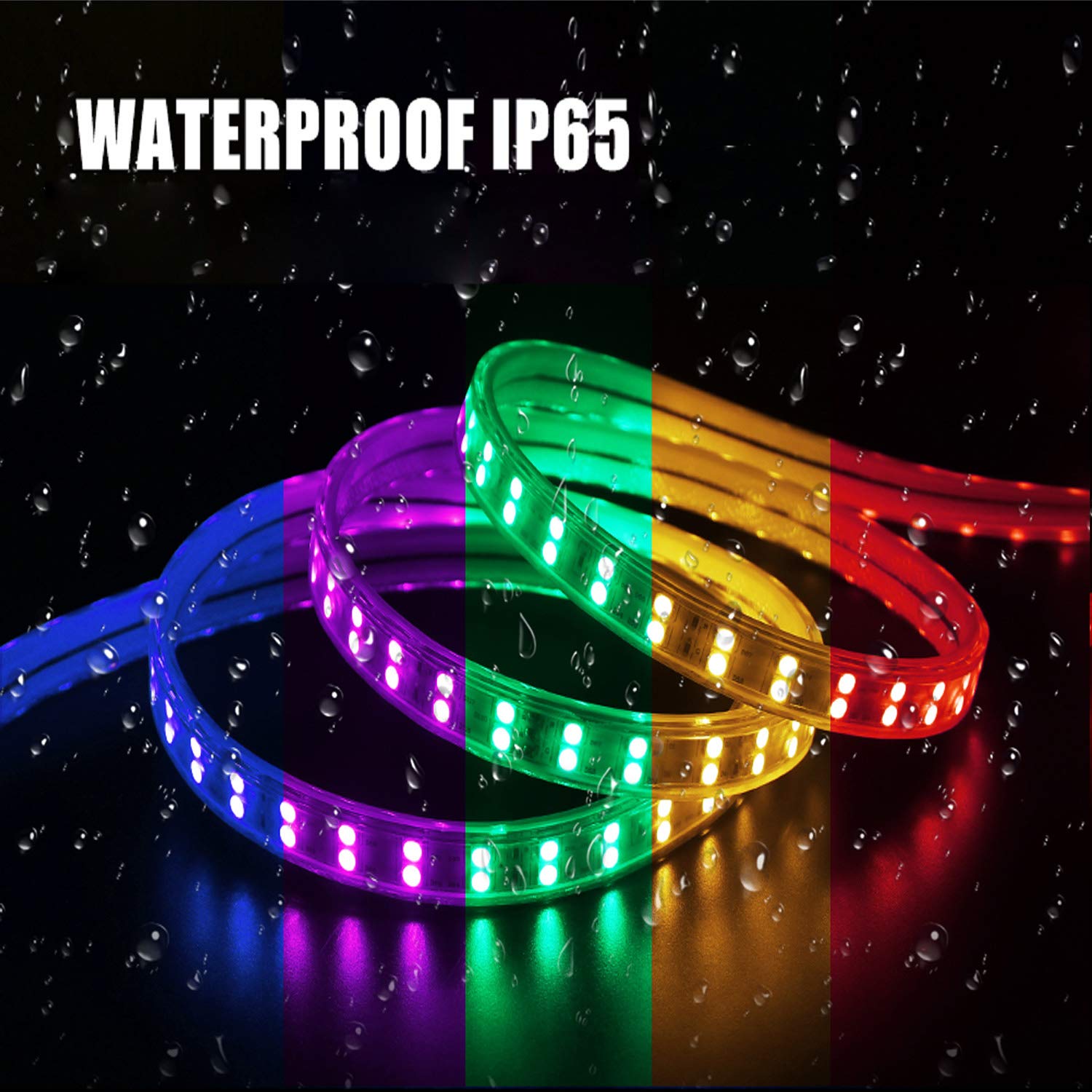 XUNATA Tira de LED WiFi RGB 220V, Impermeable y Flexible, Música Teléfono Inteligente / 1500W Control Remoto/Aplicación Alex Google Assistant (15 metros, 120LEDs/m)