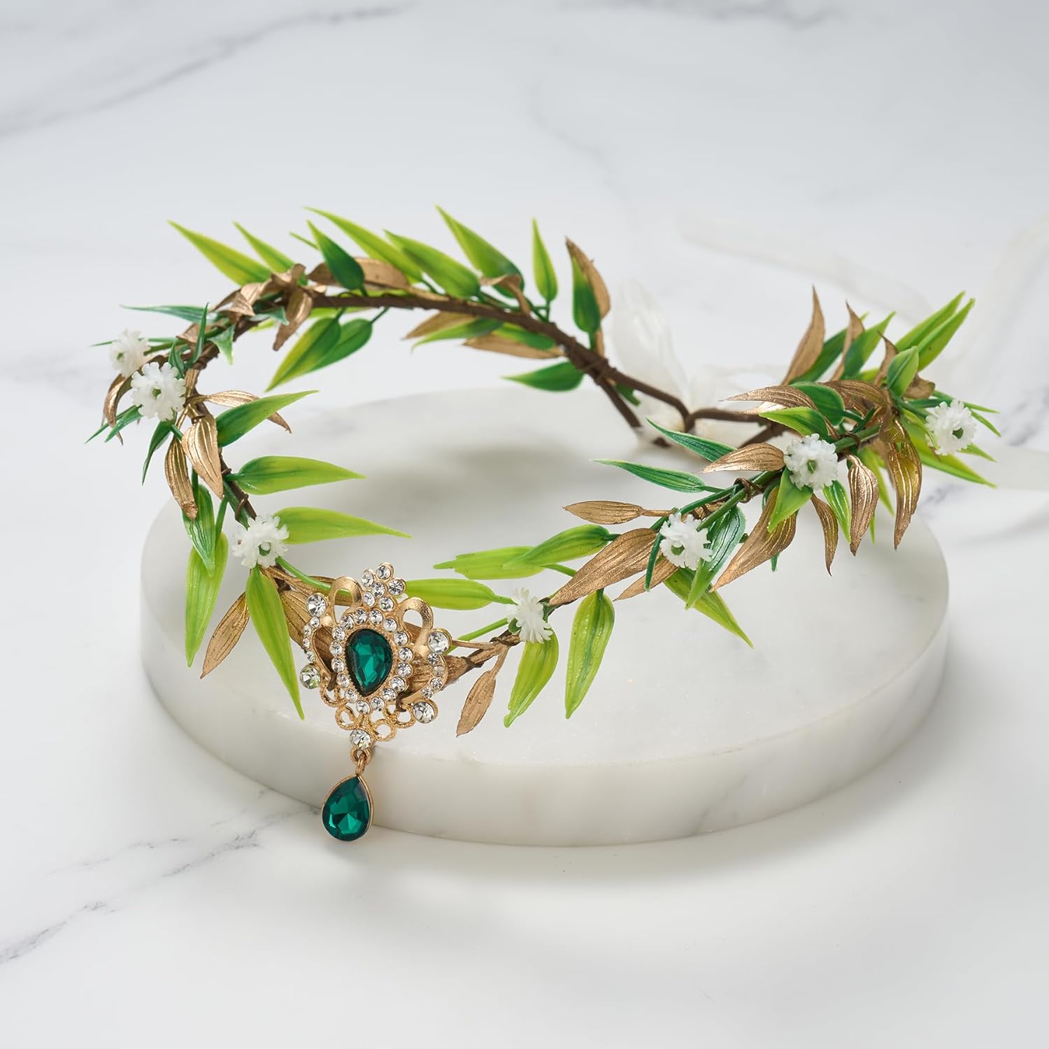 SWEETV Fairy Flower Leaf Crowns for Women Elven Princess Tiara Elf Headpiece for Cosplay Halloween Costume Photoshoot Wedding - Image 4