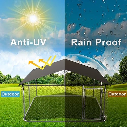 Miniatura 9 de Petonly - Recinto para perros al aire libre, resistente, de malla, jaula grande, valla de acero con bloqueo seguro (79 x 79 pulgadas)