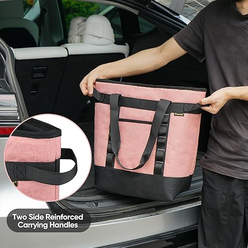 Miniatura 5 de BALEINE Bolsas grandes aisladas para 36 latas, bolsa de mano suave de PEVA, bolsas de comestibles aisladas con cremallera superior (8.5 galones,