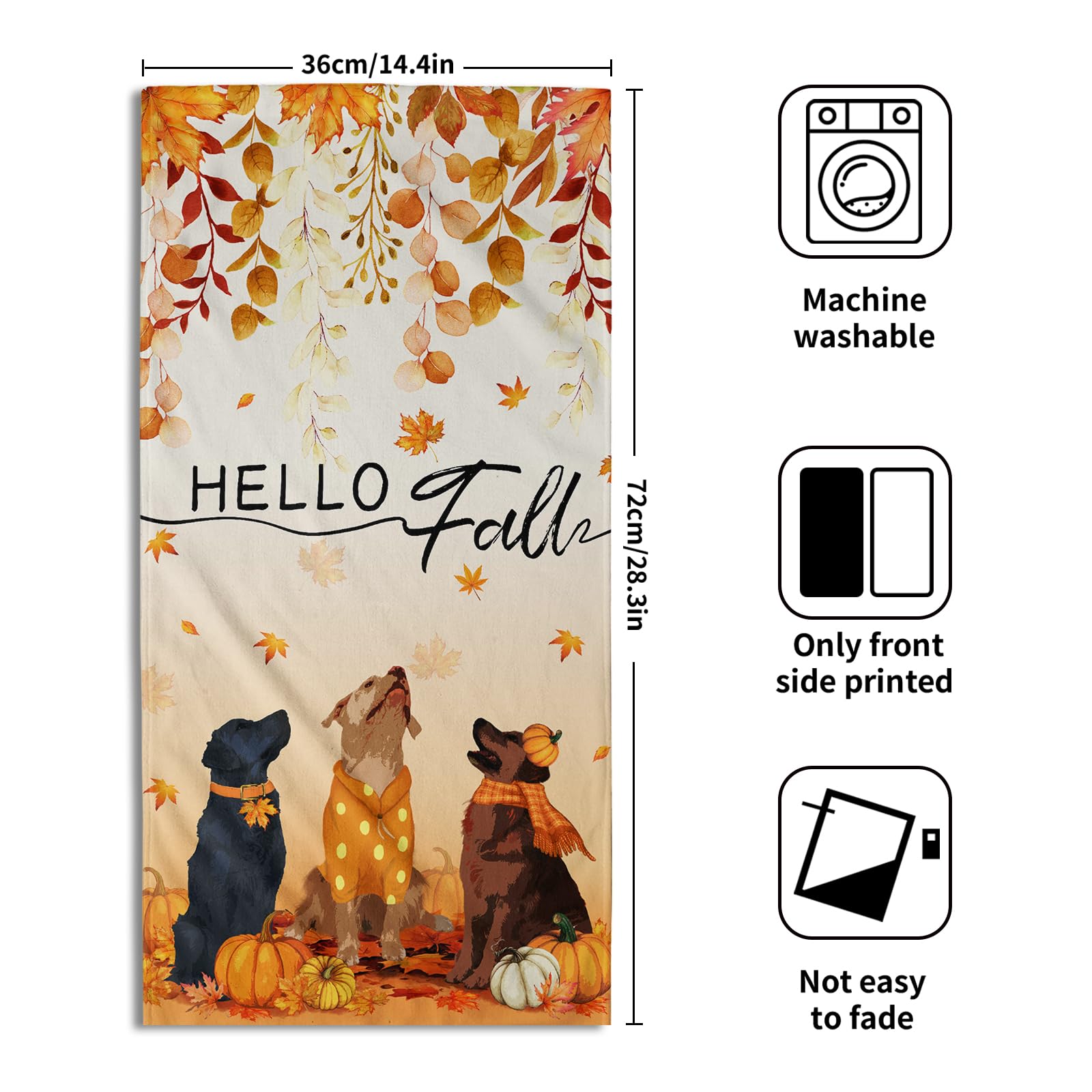 Giwawa Serviettes de main pour chiens d'automne pour salle de bain Ensemble de 2 Feuilles d'automne douces absorbantes Petites serviettes de bain décoratives pour les fêtes, serviette pour la cuisine