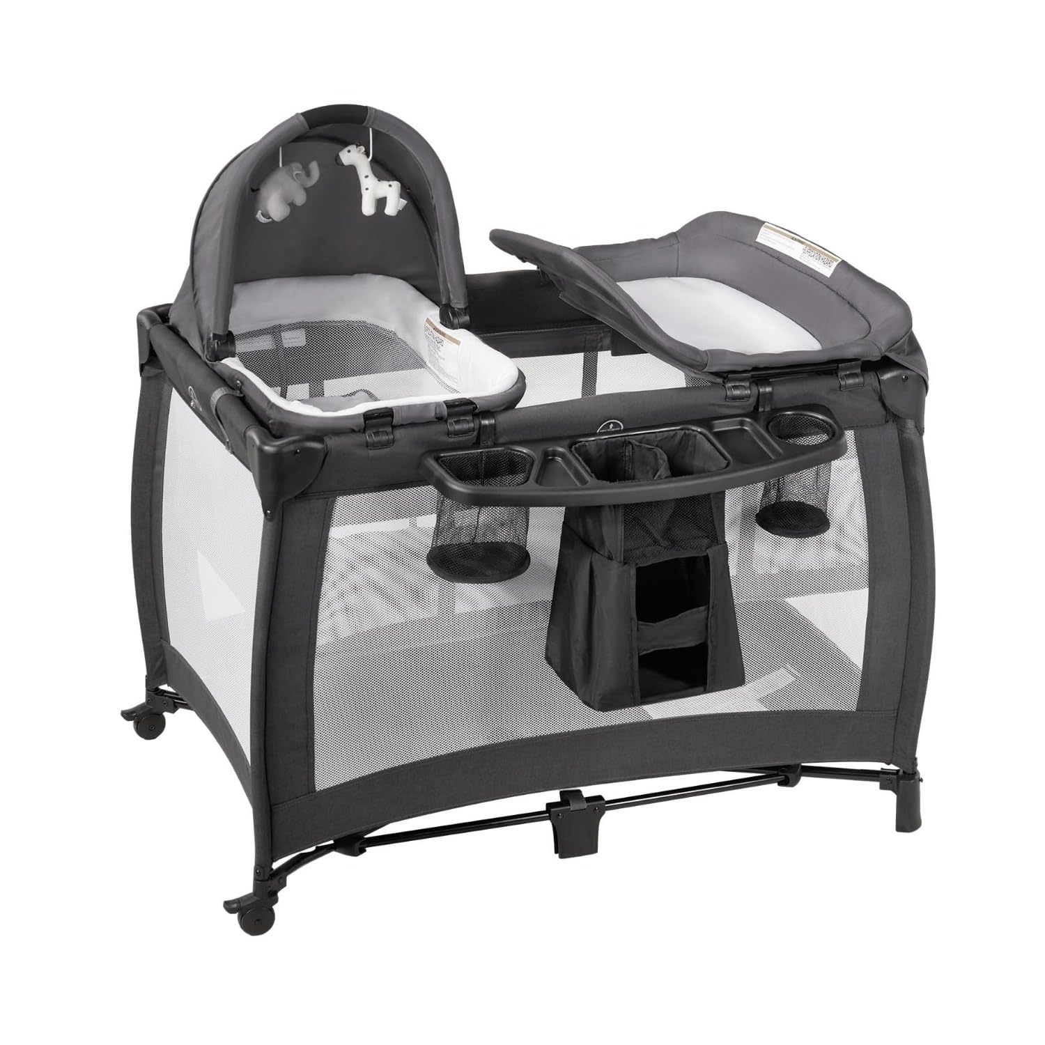 BREAKODE™ Baby Bed, Foldable Baby Bedside Sleeper & Playard, 5 in 1 Baby Bassinet & Crib, Travel Nursery Center With Toys & Music Box,Baby cot & Playpen Newborn Diaper Changing Table (babybed01)