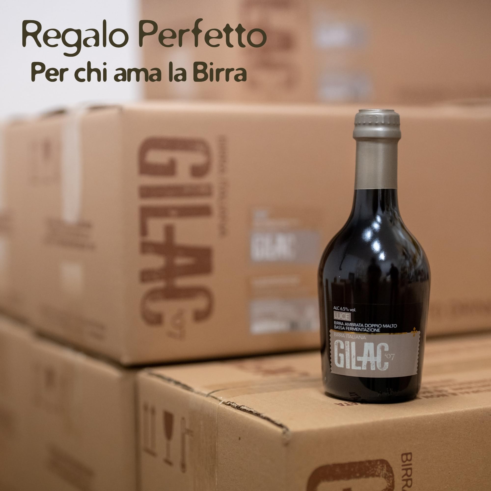 GILAC LUCE HELLES BOCK Birra artigianale Chiara Ambrata 6 Bottiglie da 75 cl, Birra Speciale Italiana Non Filtrata e Non Pastorizzata, Birre artigianali confezioni regalo - Alcol 6.5% Vol