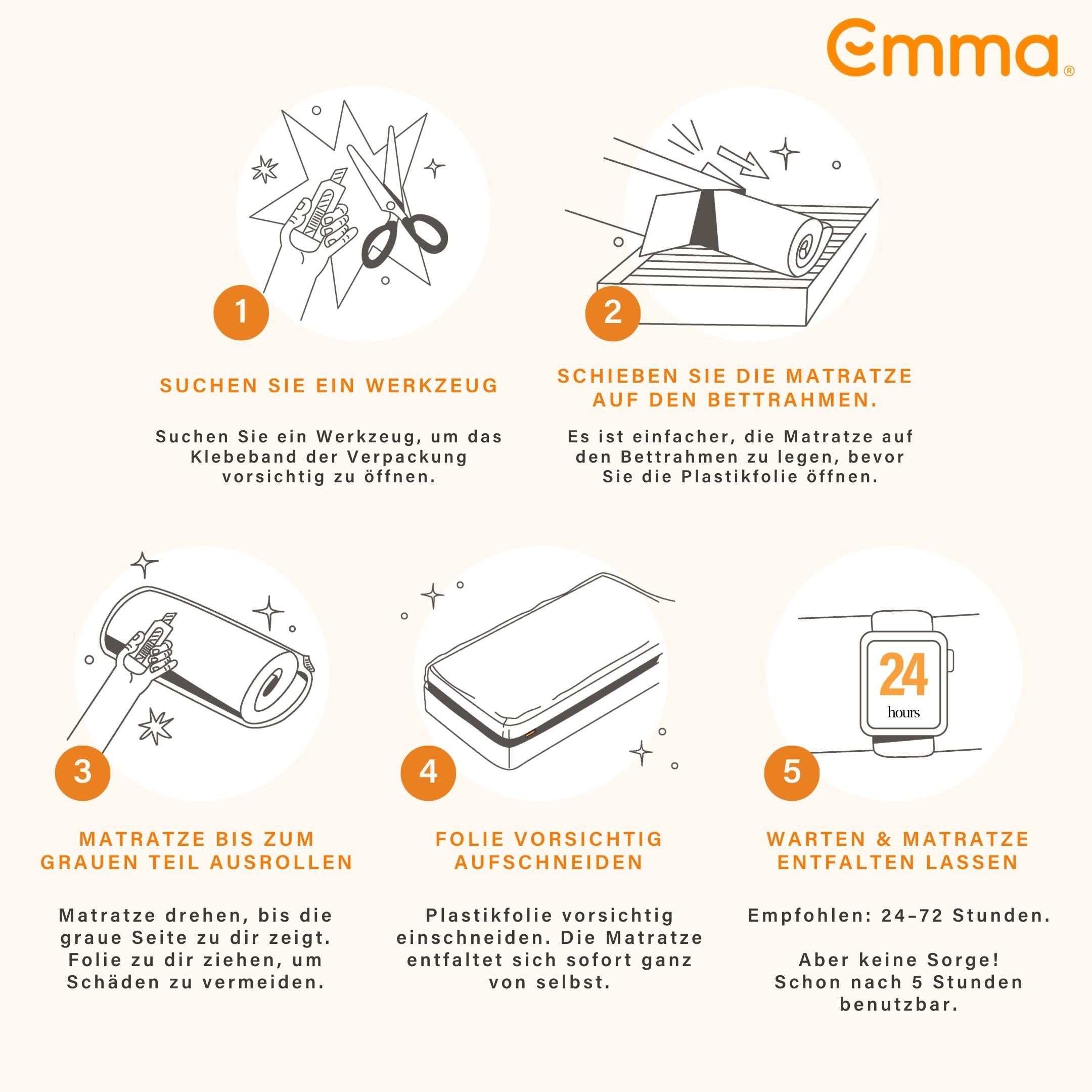 Emma Original Pro+ Matratze 140x200 cm – 27 cm Hybridmatratze mit 7-Zonen-Taschenfederkern, ThermoSync® Kühltechnologie & Purotex® Bezug – atmungsaktive Komfortmatratze