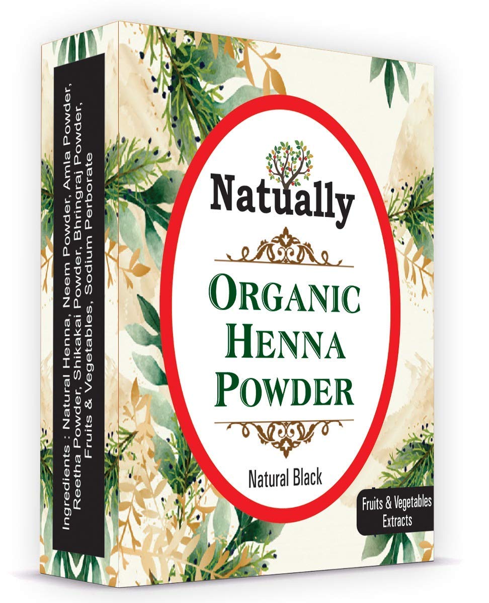 Natually 100% Natural Organic Henna Powder | Vegetables & Fruits Black Henna Powder | For Hair Dye & Color | Suitable For Men and Women | Quantity - 40 grams (Pack of 3)-picture-20