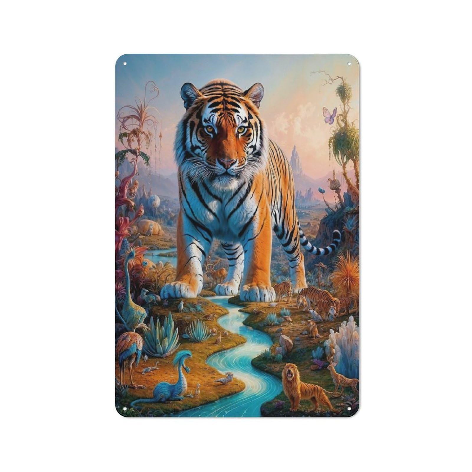 Vintage Phantasmal Tiger Vintage Metal Sign 30x20cm, Pub Wall Decor for Cafe, Pub, Workshop Or Home Bar