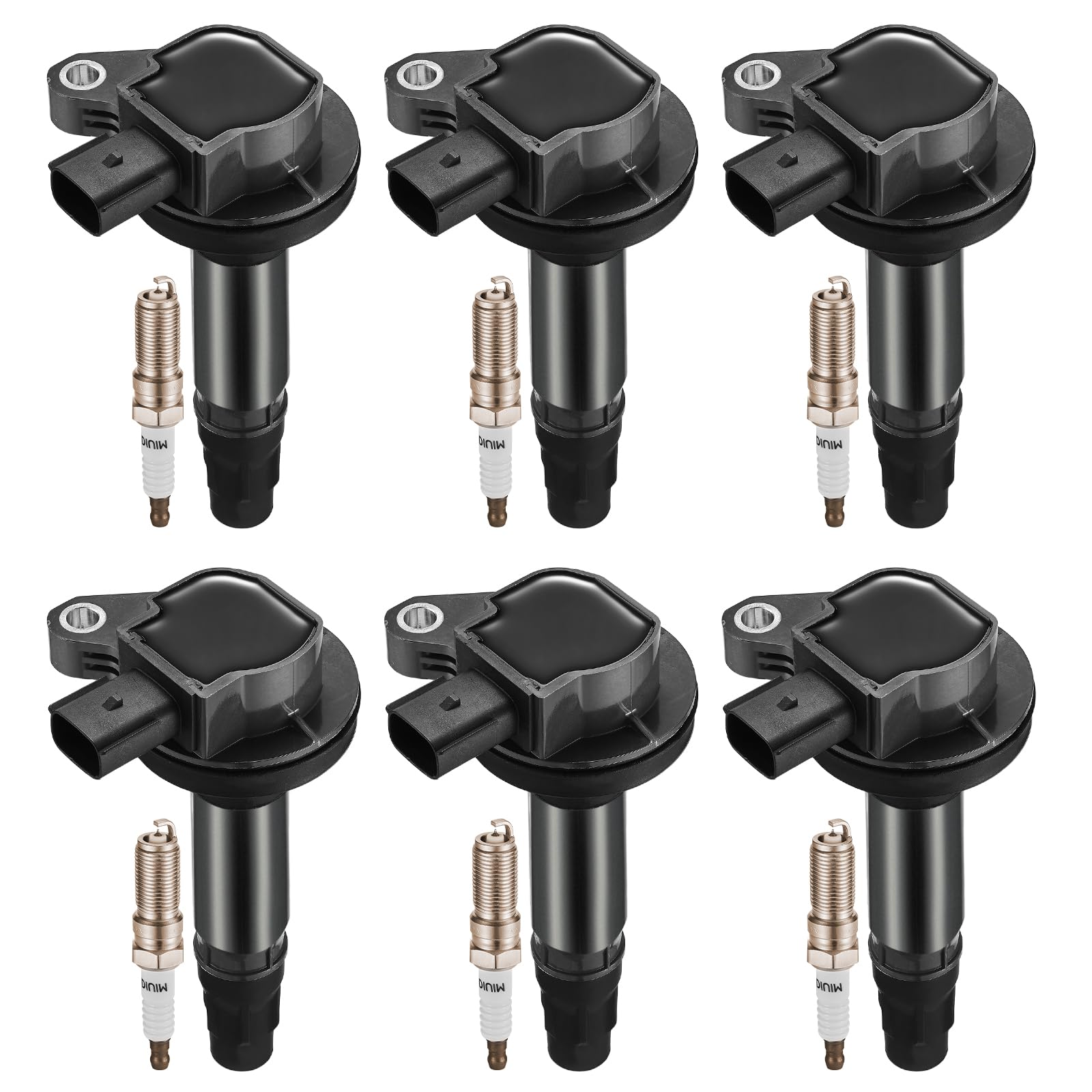 Set of 6 UF553 Ignition Coil Pack and 5019 Spark Plugs Compatible with Ford Edge Flex Taurus Fusion MKS MKX MKZ MKT Compatible with Mercury Sable 3.5L 3.7L V6 Replaces DG520 UF595 C1595 5C1652 UF553+5019