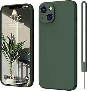 ElestBela iPhone 13 Hülle Silikon Case, Hanyhülle , Ultra Dünn Slim mit Microfiber, Kratzfeste Rundumschutz Case Schutzhülle Hülle für iPhone 13 6.1'' Dunkel Grün