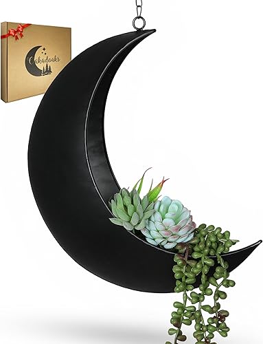 Miniatura 8 de Maceta colgante de luna, 14 piezas de suculentas artificiales, ideal para plantas de aire, mini cactus, sintéticas, plantas bohemias, plantas de