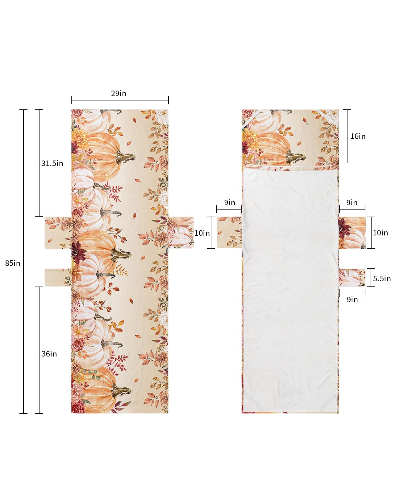 Thanksgiving Fall, Beach Lounge Chair Towel Cover, Soft Chaise Lounge Towel with Side Pockets Patio Pool Chairs Cover for Beach/Pool Sunbathing 29x85 Fall Orange Pumpkin Flower Eucalyptus