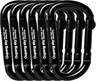 Oupeng Sky Heavy Duty Iron Carabiner Clips 6-Pack with Keyrings - 800lbs Strength, 2.5" for Camping, Hiking, Keychains