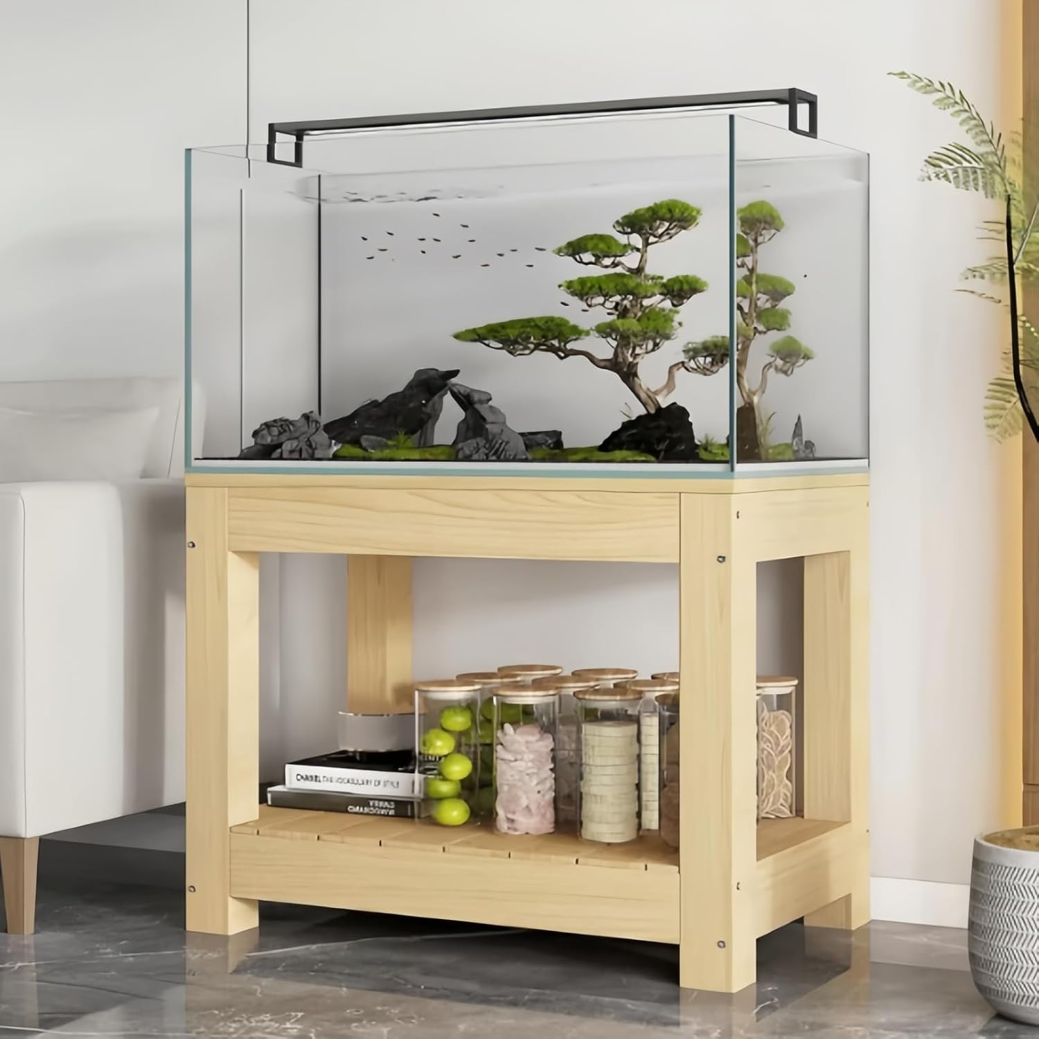 Natural Wood-colored Aquarium Stand, Thickened Board Aquarium Support, Eco-friendly and Odor-free(60cm/23.7in,50cm/19.7in)