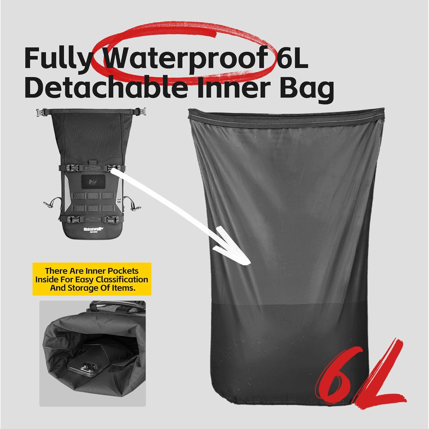 Rhinowalk Motorcycle Crash Bar Bag Waterproof Expandable Saddlebag with Secure Mounting Shoulder Strap (1pc)