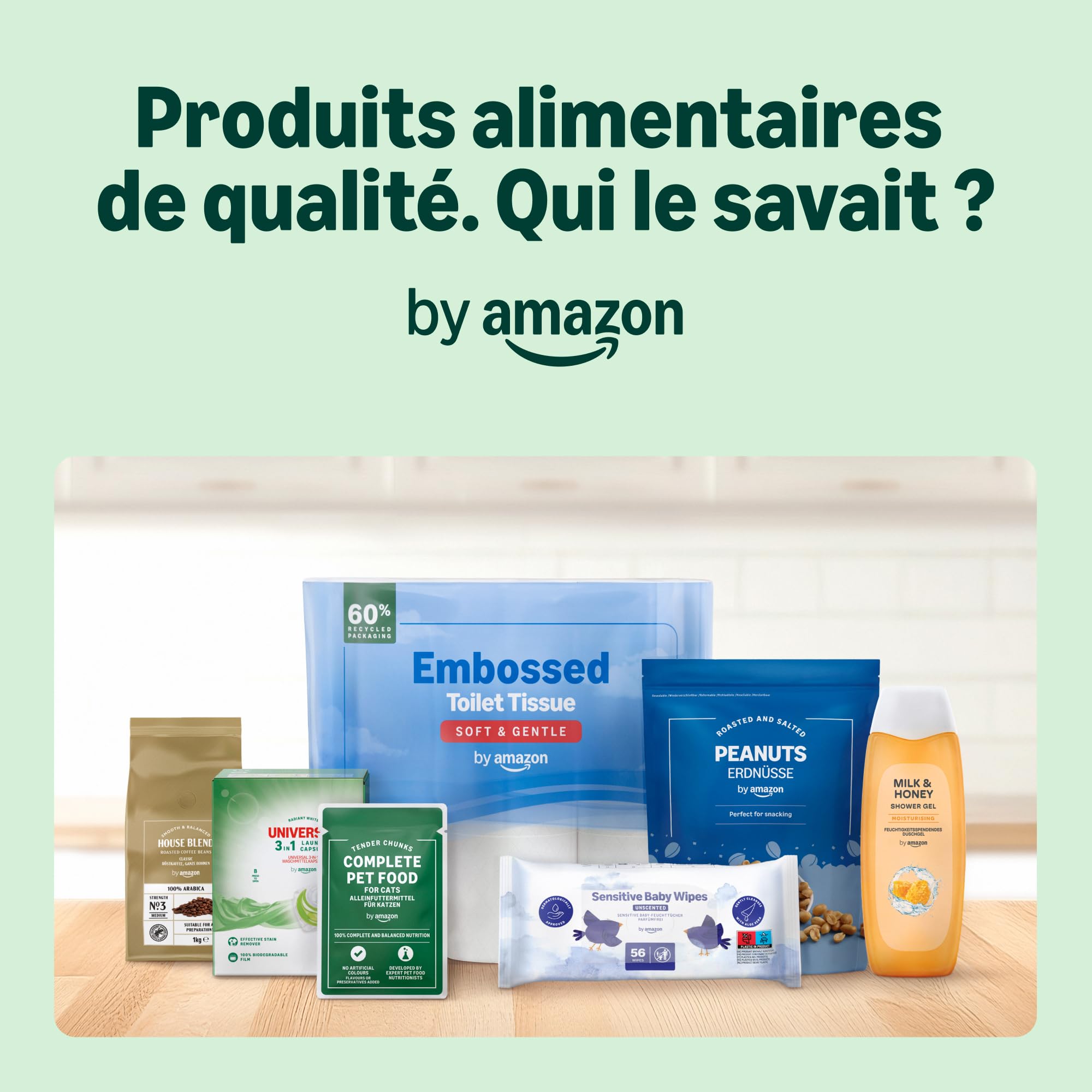 by Amazon Papier Toilette, 3 Épaisseurs 100 % Recyclé, Doux et Résistant, 48 Rouleaux (6 Paquets de 8), 200 Feuilles par Rouleau, Certifié FSC