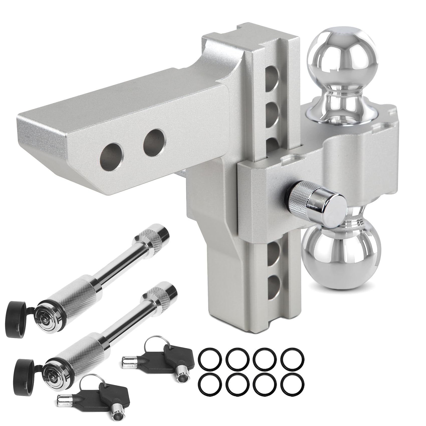 IMALEN Adjustable Drop Hitch, 6 Inch Drop/Rise Trailer Hitch Ball Mount fit 2-Inch Receiver, 12500 LBS GTW, Heavy Duty Aluminum Alloy 2" and 2-5/16" Ball Mount