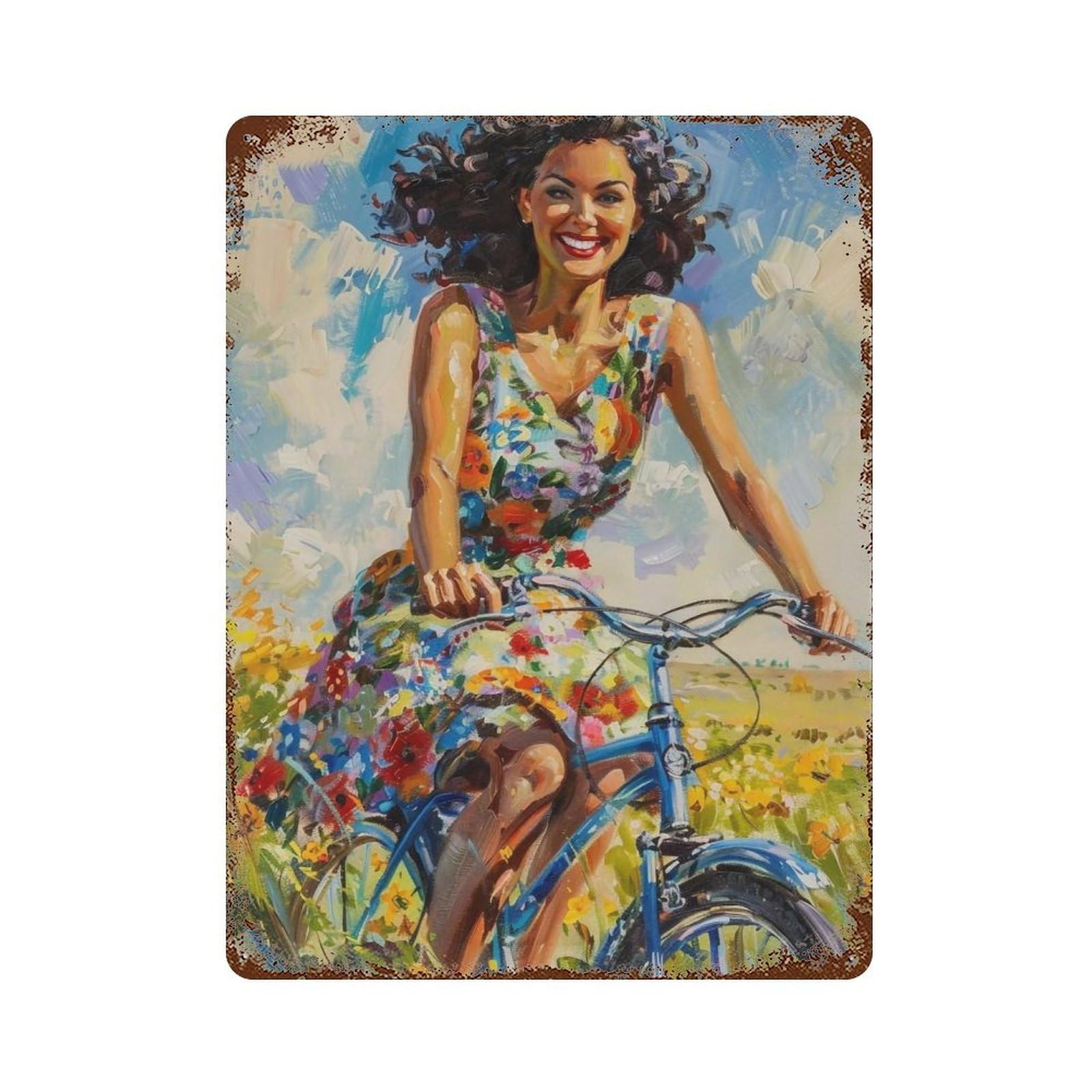 YHGERTKU Pin Up Cyclist 02 Wall Retro Iron Vintage Art Metal Tin Sign Poster Modern Decor for Living Rooms 40x30cm