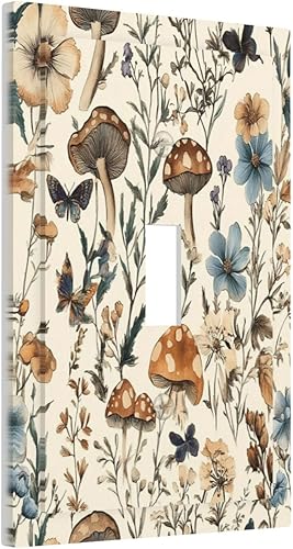 Miniatura 48 de Cubierta de interruptor de luz de palanca doble de 2 cuadras, color rosa, hongos, flores, placa de pared, placa frontal eléctrica, retro, años 70,