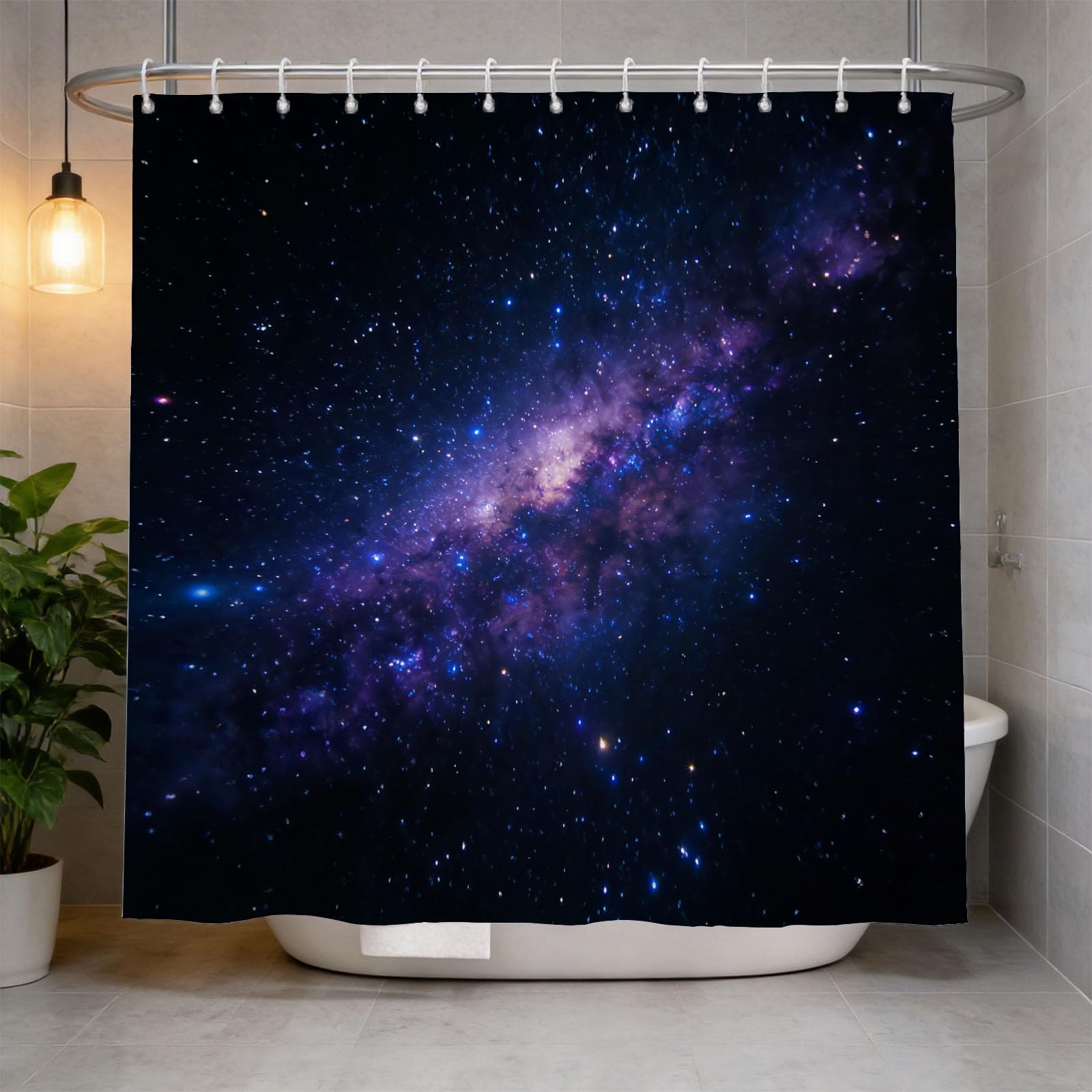 Hongduo 3D Galaxy Space Shower Curtain for Stalls Bathtubs Mysterious Constellation Bathroom Decor Shower Curtain Set Polyester Fabric Waterproof 120x180cm/48X71 Inch with Hooks
