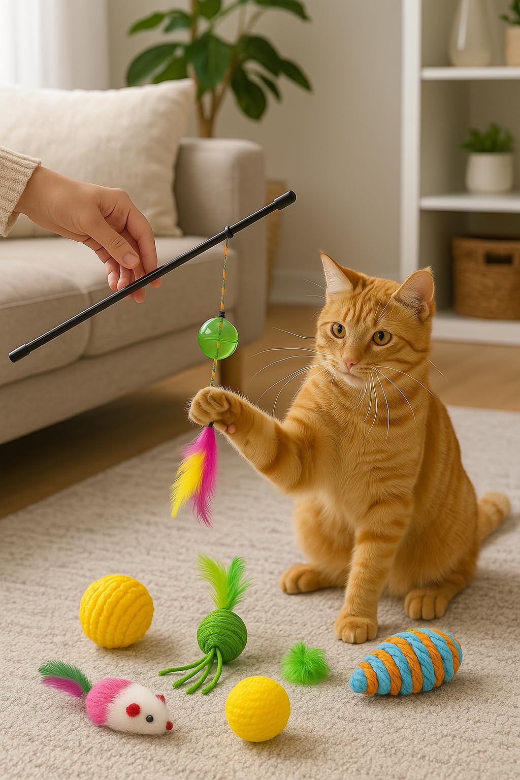 Brinquedos para Gatos, Combo com 5 Peças Interativo Alivia Estresse e Ansiedade, 1