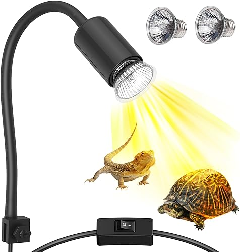 Moonorange Lámpara de calor de reptiles, lámpara de luz UVAUVB giratoria de 360 con 2 bombillas de sol (25 W + 35 W), adecuada para dragón barbudo,
