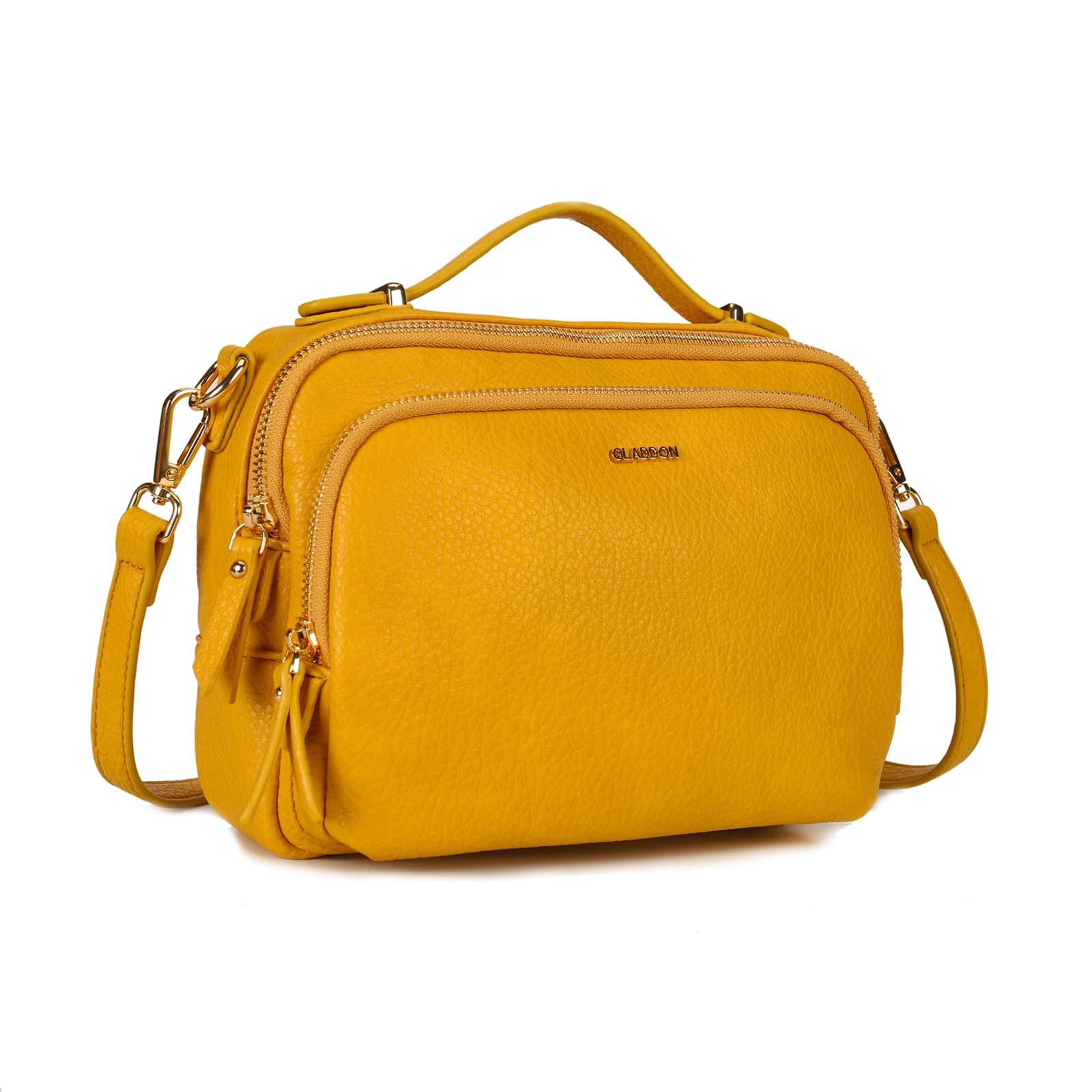 Gladdon Piccola Borsa a Tracolla Donna, Crossbody Bag con 3 Scomparti Capienti, Borsa Mano PU Pelle Sintetica, Borsetta Moda Borse Spalla con Tracolla Regolabile e Rimovibile…Giallo