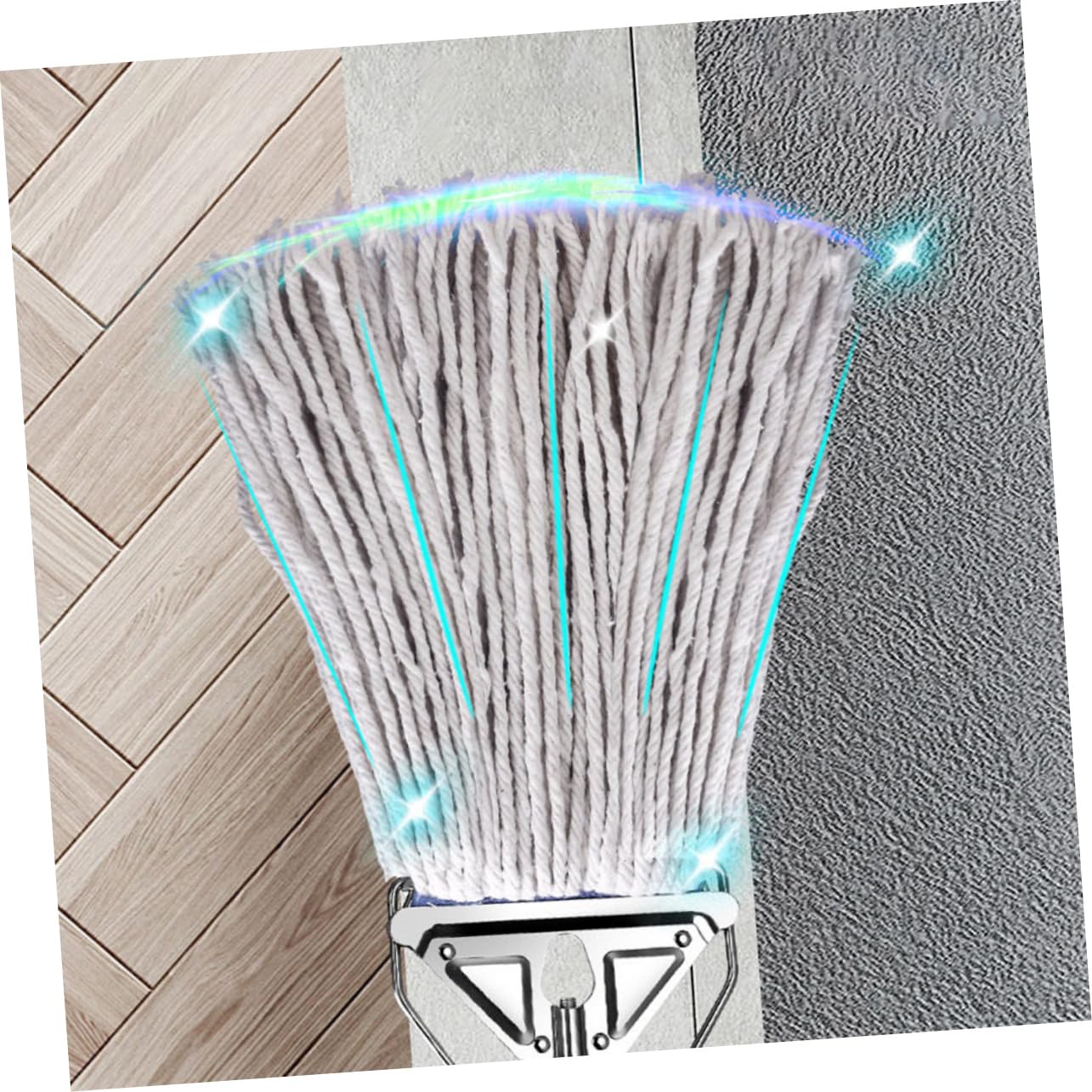 KOMBIUDA Mop Autostrizzante in Cotone per Pulizia Pavimenti, Scopa per Lavare i Pavimenti per Casa, in Lega di Alluminio e Abs, per Legno e Sughero