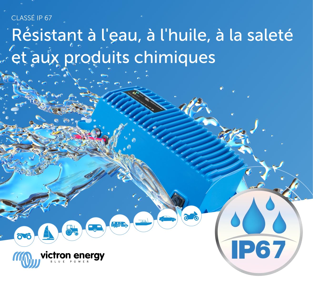 Victron Energy Blue Smart IP67 24-Volts 12 ampères 230V Chargeur de Batterie, Bluetooth (CEE 7/7)