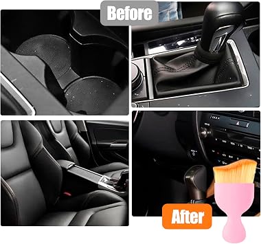 Fogfar 2 PCS Auto Interior Dust Brush, Car Detailing Brush, Auto Interior Curved Design Soft Hair Removal Brush for Automotive Dashboard, Air Conditioner Vents, Computer, Scratch Free (Pink)