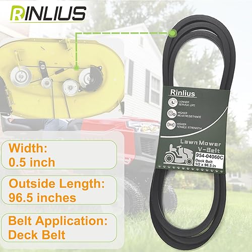 Miniatura 4 de 954-04060C - Cinturón para cortacésped de plataforma (12 pulgada x 96.5 pulgadas) para Troy-Bilt Cub Cadet Craftsman John Deere MTD de 42 pulgadas,