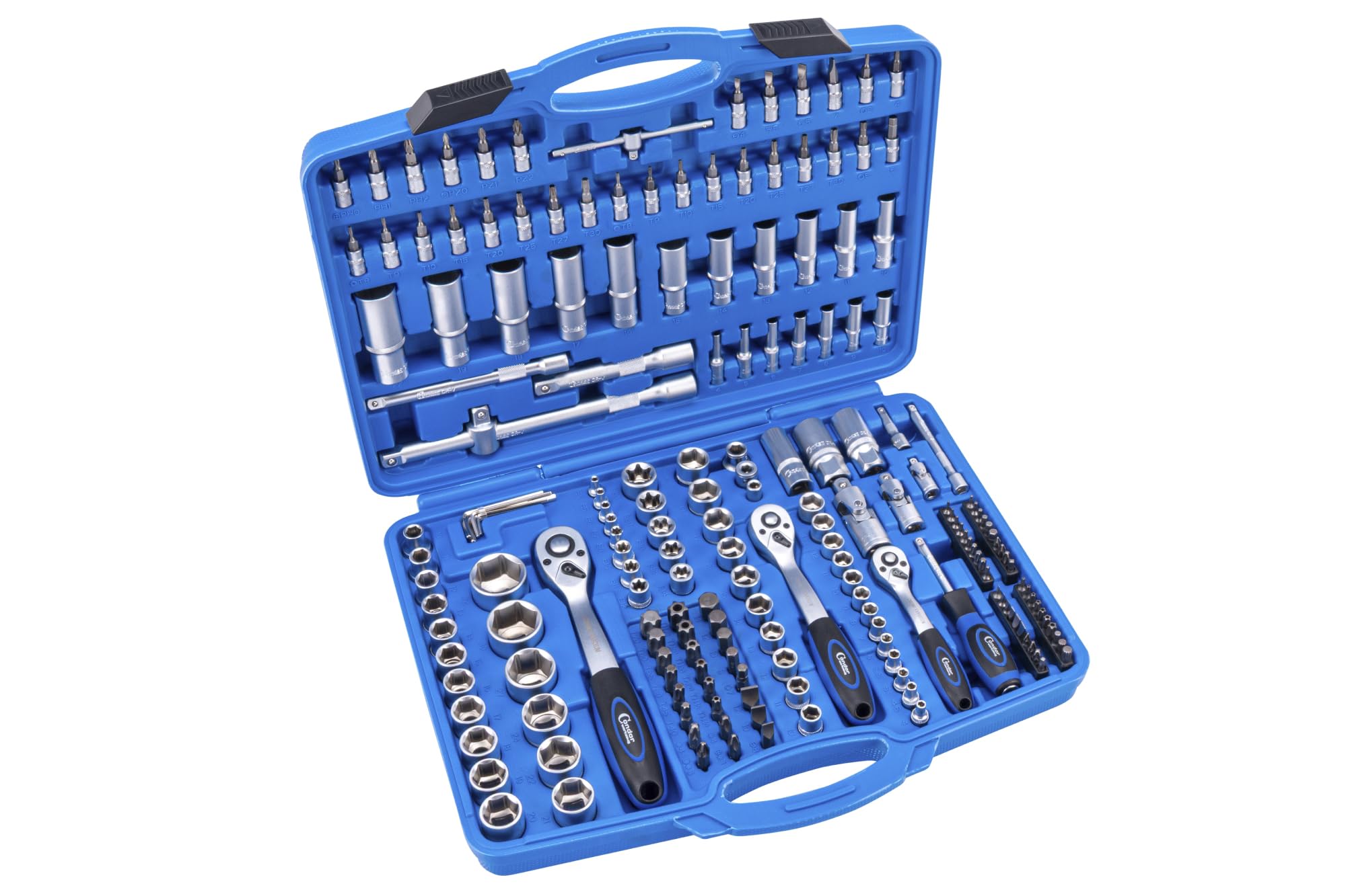 Condor Herramientas 1171 | Juego de llaves de vaso | 191 piezas | 1/4" + 3/8" + 1/2" | 6 cantos 4-32 mm | Juego de llaves de carraca totalmente equipadas para taller y bricolaje