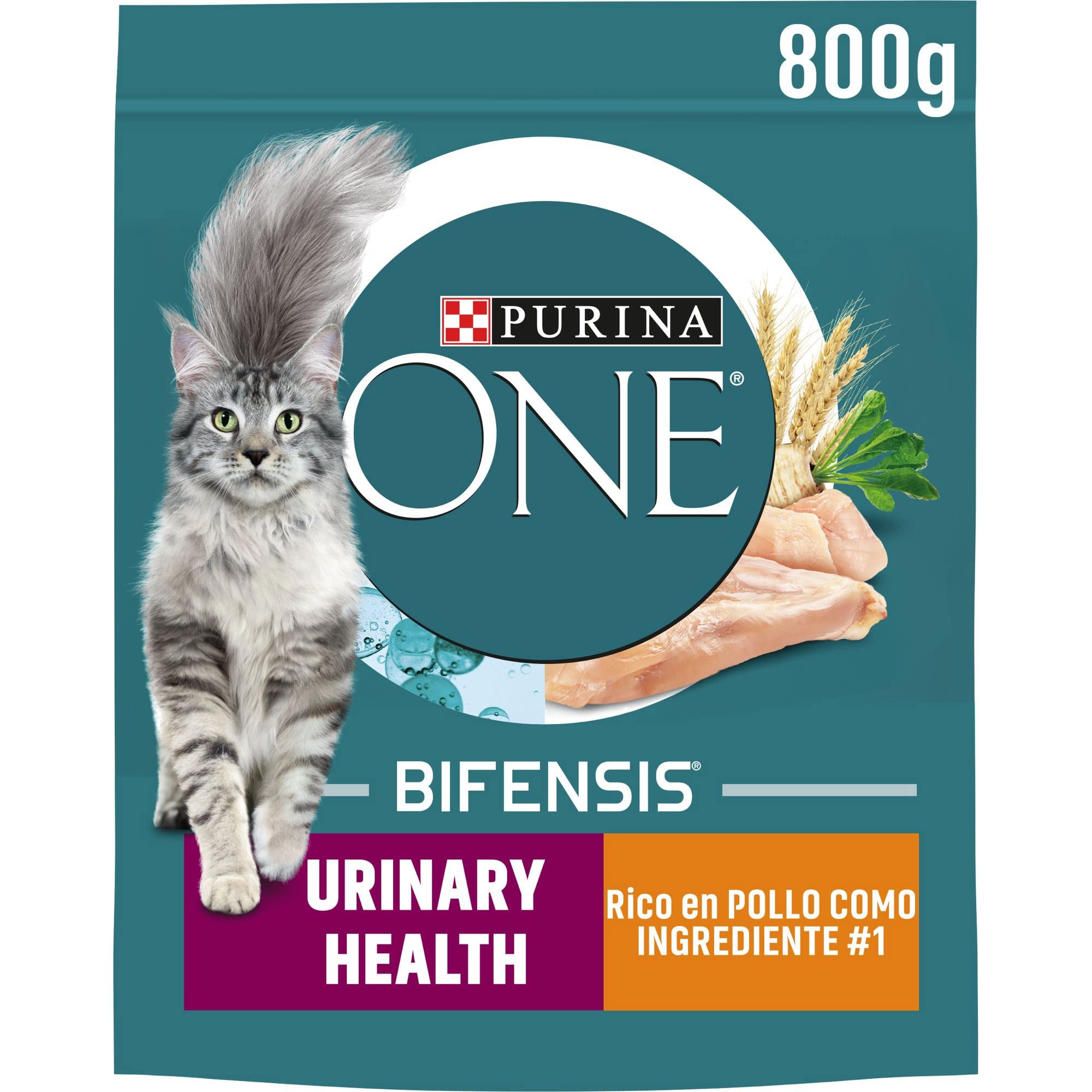 PURINA ONE Bifensis Comida Pienso para gato Adulto Cuidado Tracto Urinario, 8 bolsas de 800g