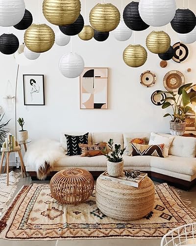 Miniatura 4 de VIJIV 15 linternas de papel para fiesta de boda, 6 pulgadas, 8 pulgadas, 10 pulgadas, tamaño mixto, faroles chinos redondos decorativos,